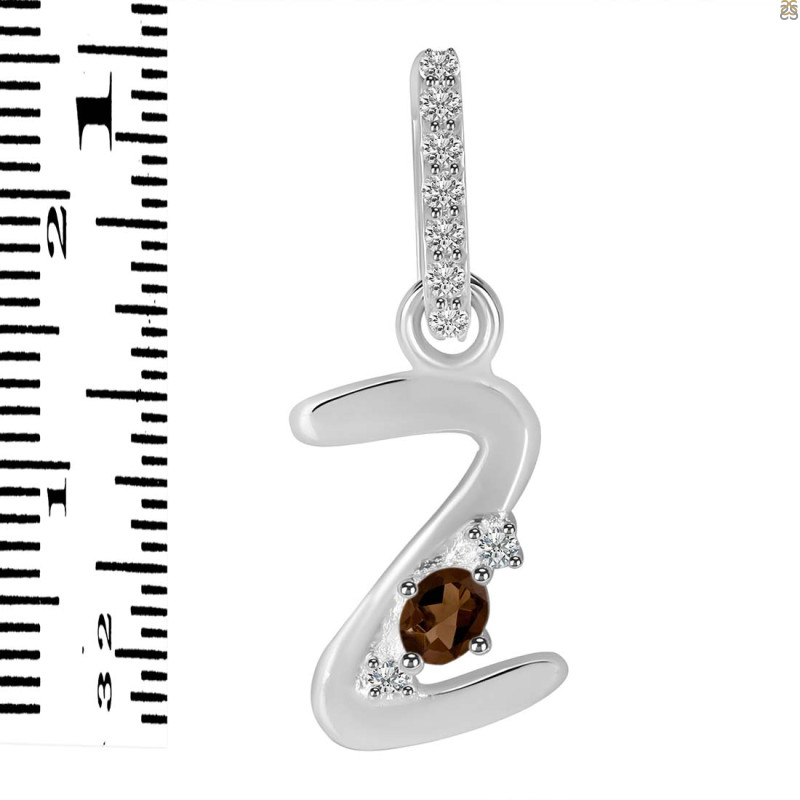 Smoky & White Topaz Alphabet Z Pendant SMY-RDA-52.