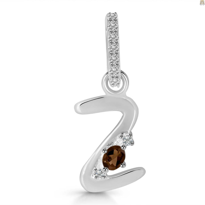 Smoky & White Topaz Alphabet Z Pendant SMY-RDA-52.