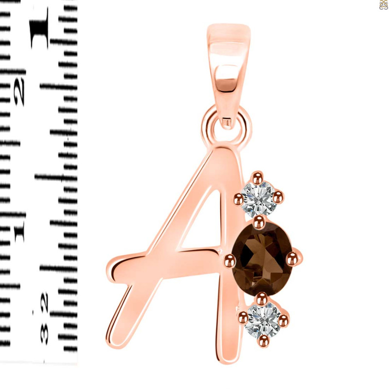 Smoky & White Topaz Alphabet A Pendant SMY-RDA-53.