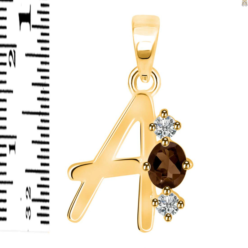 Smoky & White Topaz Alphabet A Pendant SMY-RDA-53.