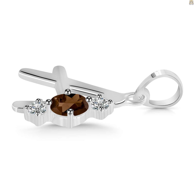 Smoky & White Topaz Alphabet A Pendant