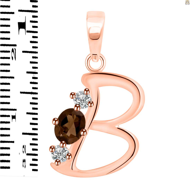 Smoky & White Topaz Alphabet B Pendant SMY-RDA-54.