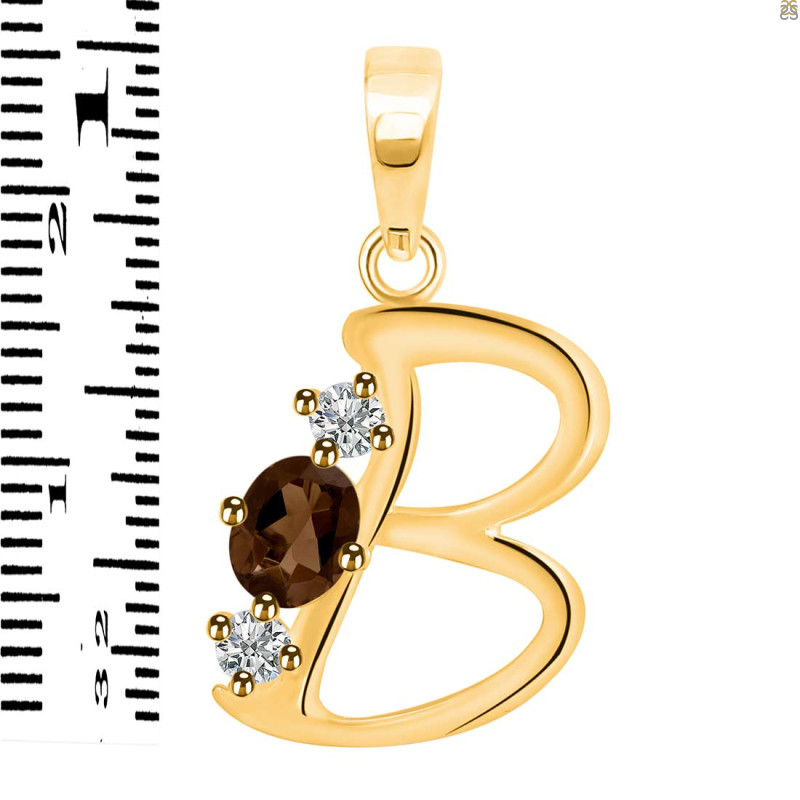 Smoky & White Topaz Alphabet B Pendant SMY-RDA-54.