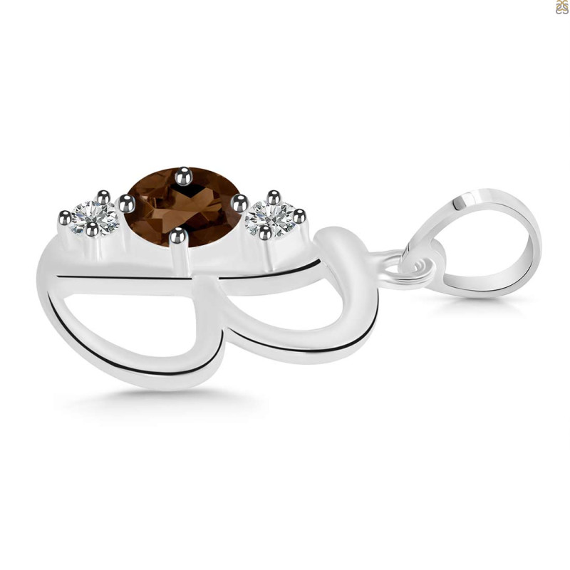 Smoky & White Topaz Alphabet B Pendant