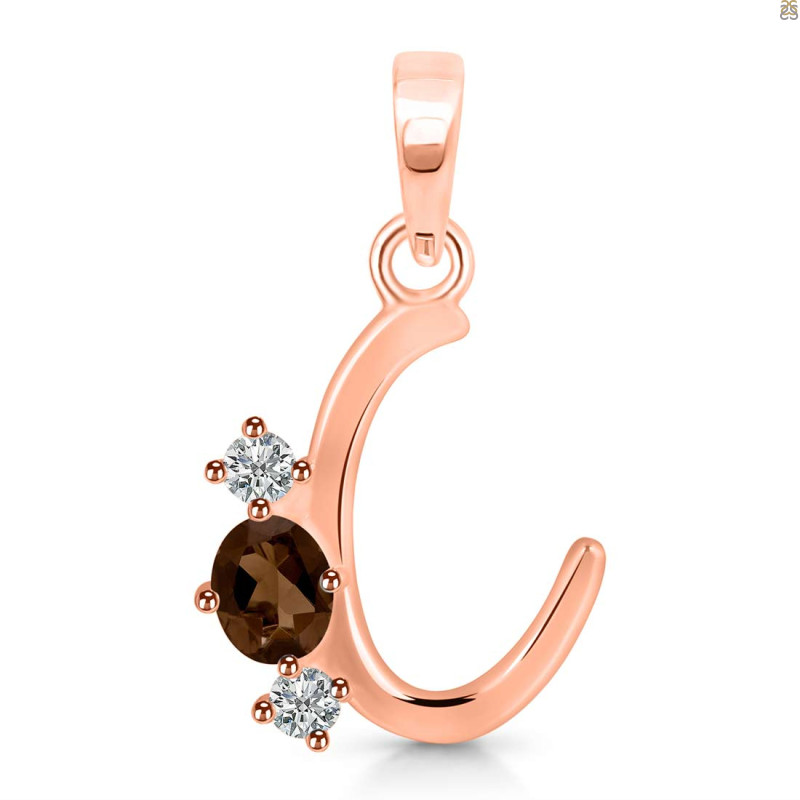 Smoky & White Topaz Alphabet C Pendant SMY-RDA-55.