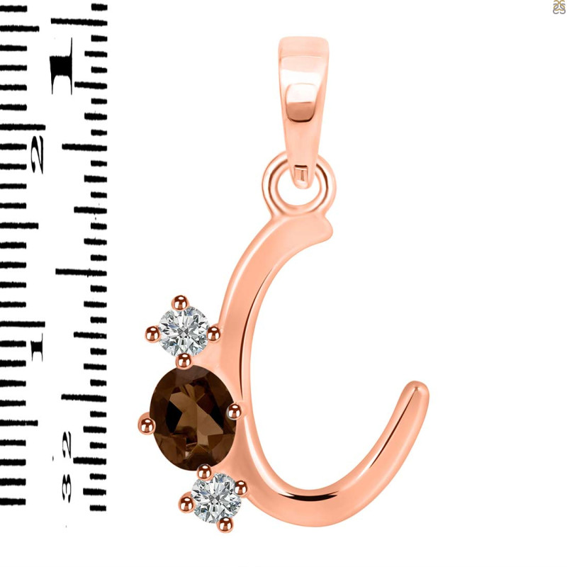 Smoky & White Topaz Alphabet C Pendant SMY-RDA-55.