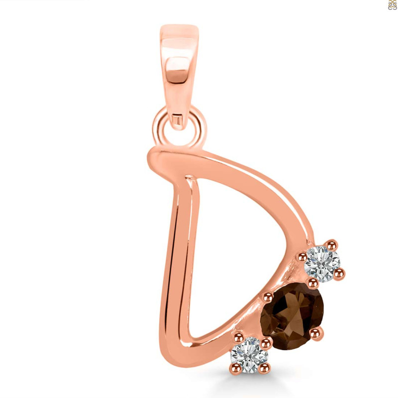 Smoky & White Topaz Alphabet D Pendant SMY-RDA-56.