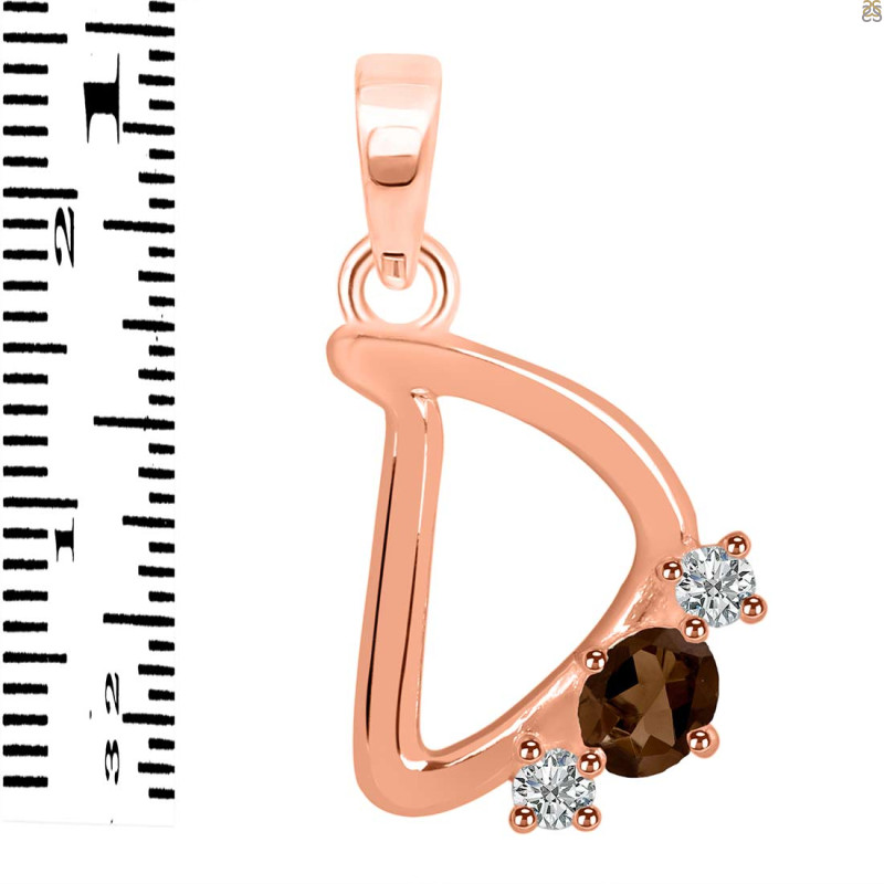 Smoky & White Topaz Alphabet D Pendant SMY-RDA-56.