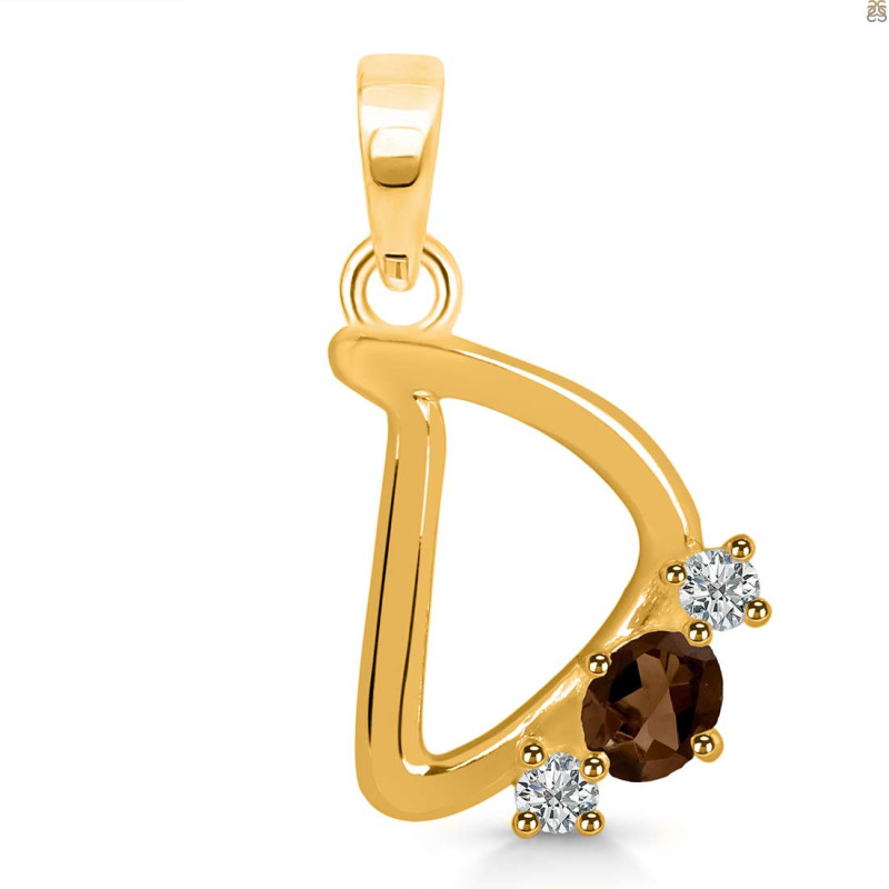 Smoky & White Topaz Alphabet D Pendant SMY-RDA-56.