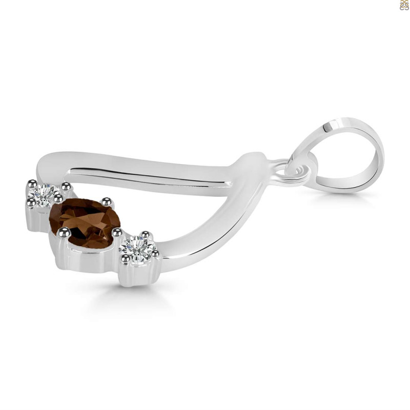 Smoky & White Topaz Alphabet D Pendant