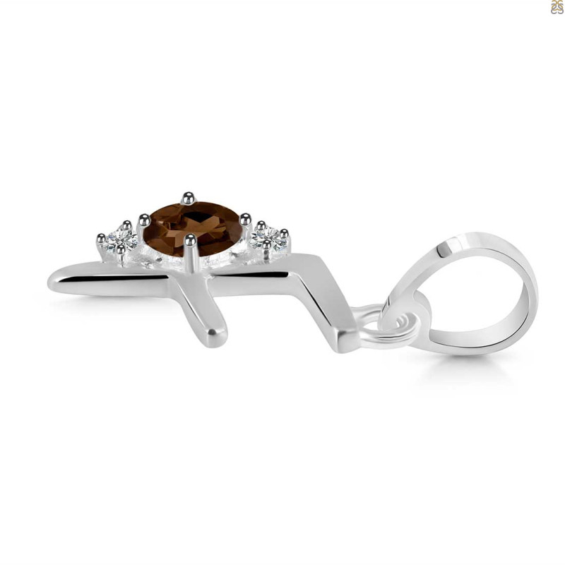 Smoky & White Topaz Alphabet F Pendant