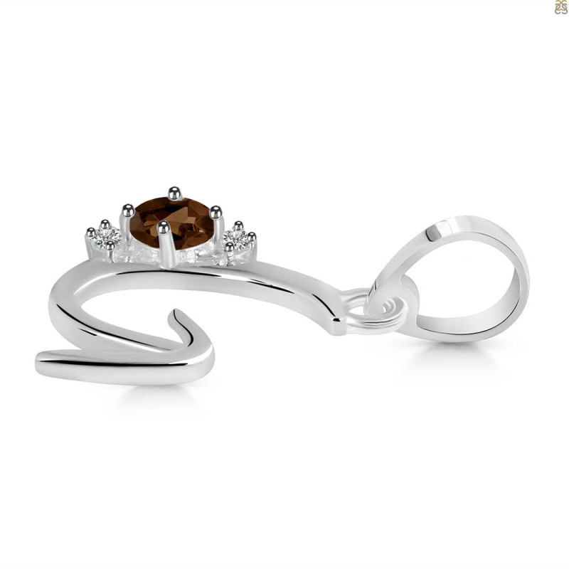 Smoky & White Topaz Alphabet G Pendant