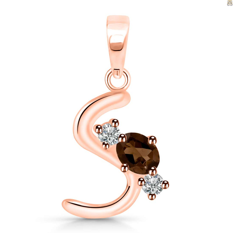 Smoky & White Topaz Alphabet S Pendant SMY-RDA-71.