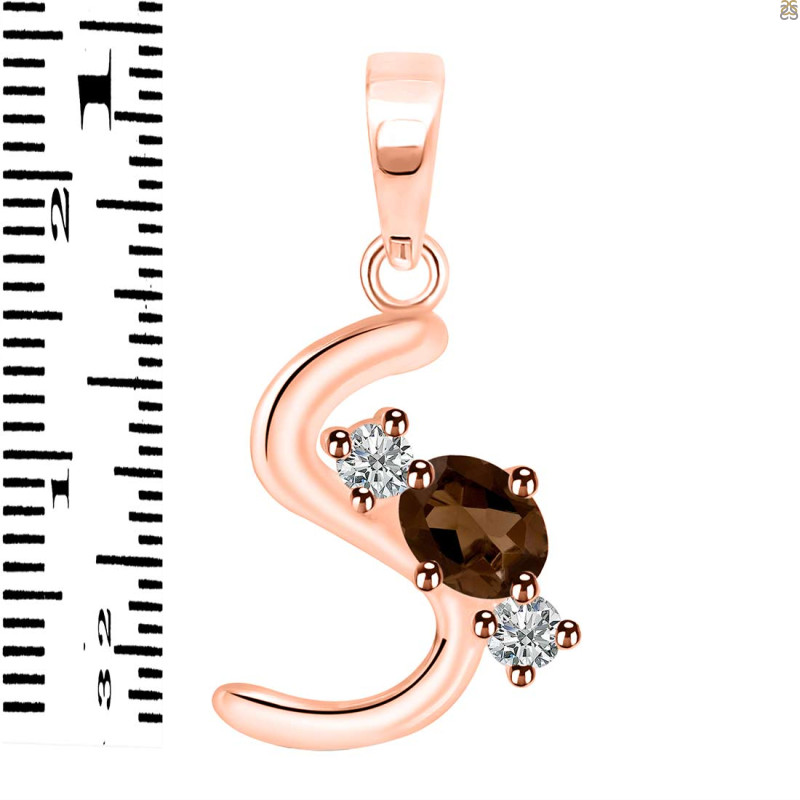 Smoky & White Topaz Alphabet S Pendant SMY-RDA-71.