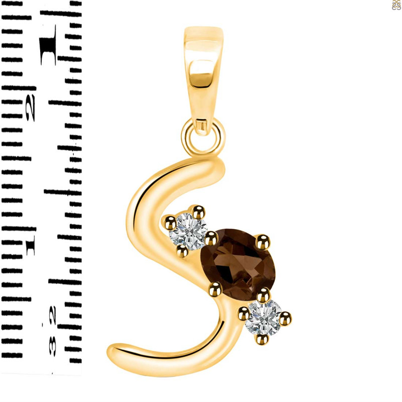 Smoky & White Topaz Alphabet S Pendant SMY-RDA-71.