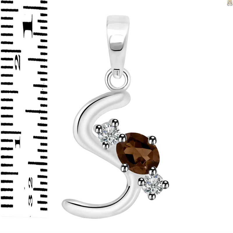 Smoky & White Topaz Alphabet S Pendant SMY-RDA-71.