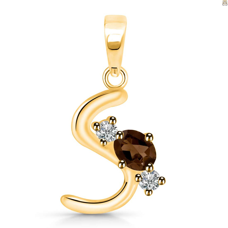 Smoky & White Topaz Alphabet S Pendant SMY-RDA-71.