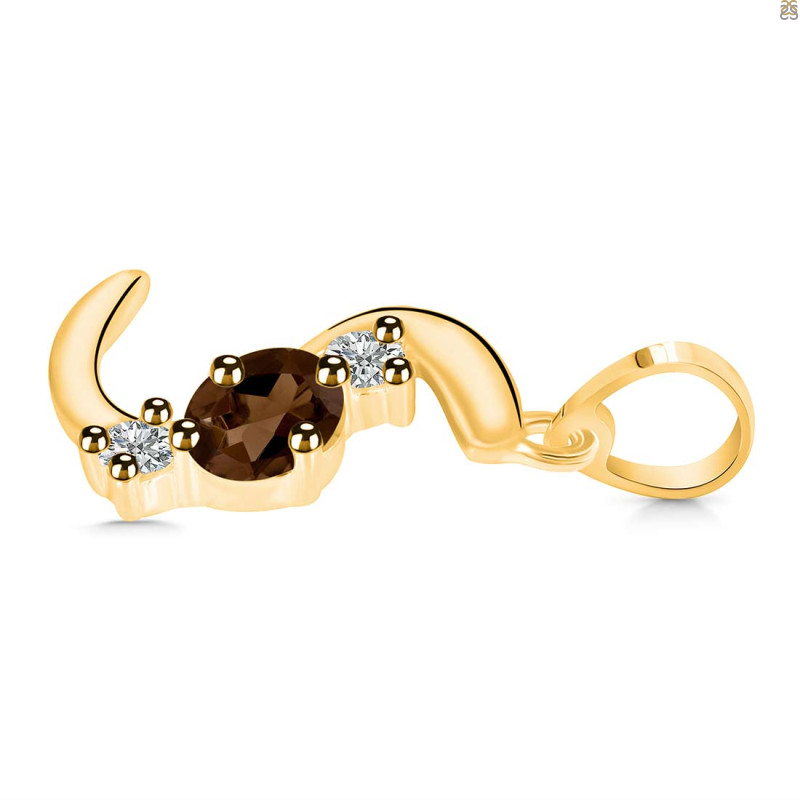 Smoky & White Topaz Alphabet S Pendant SMY-RDA-71.