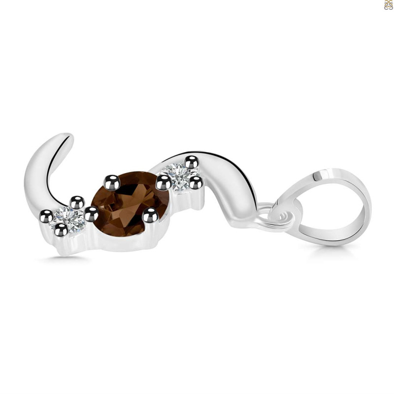 Smoky & White Topaz Alphabet S Pendant SMY-RDA-71.