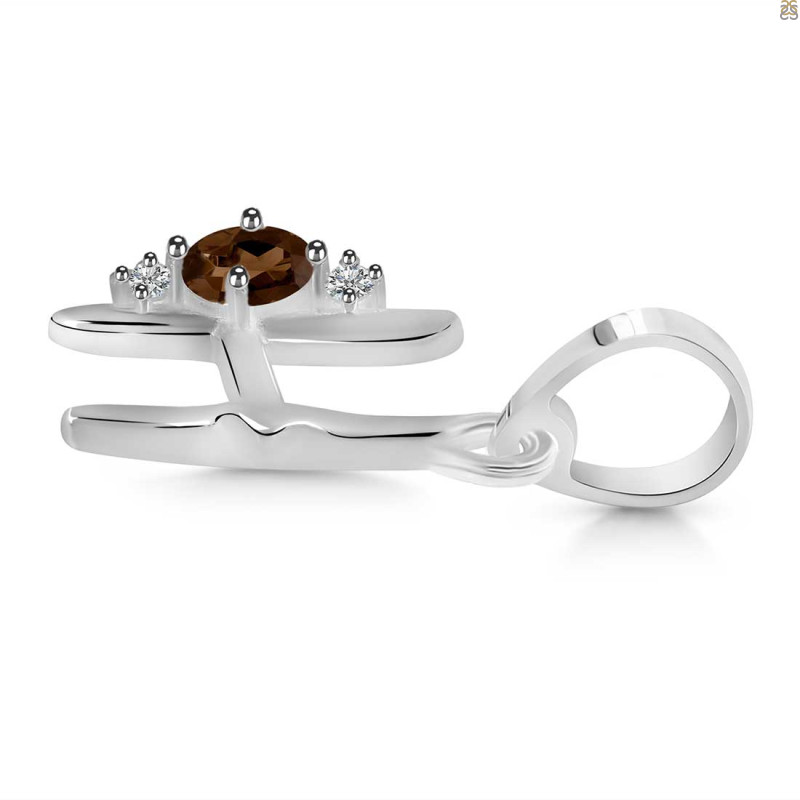 Smoky & White Topaz Alphabet H Pendant