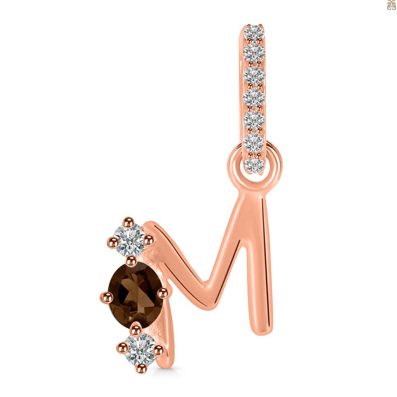 Smoky & White Topaz Alphabet M Pendant SMY-RDA-91.