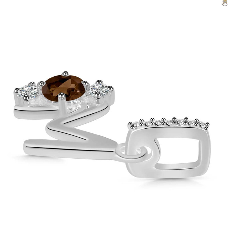 Smoky & White Topaz Alphabet M Pendant SMY-RDA-91.