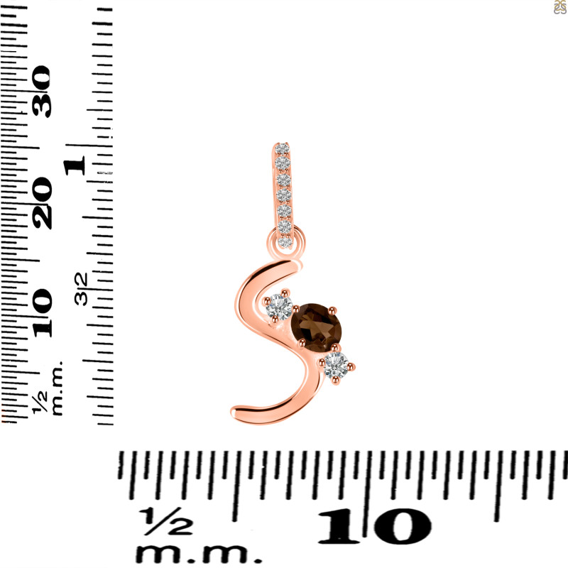Smoky & White Topaz Alphabet S Pendant SMY-RDA-97.