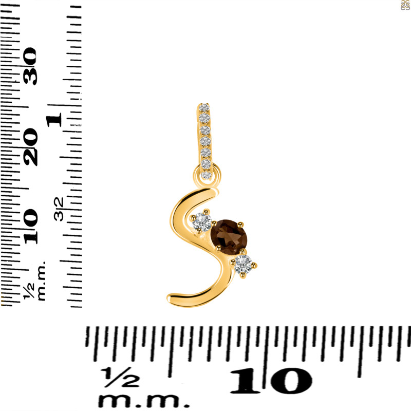 Smoky & White Topaz Alphabet S Pendant SMY-RDA-97.