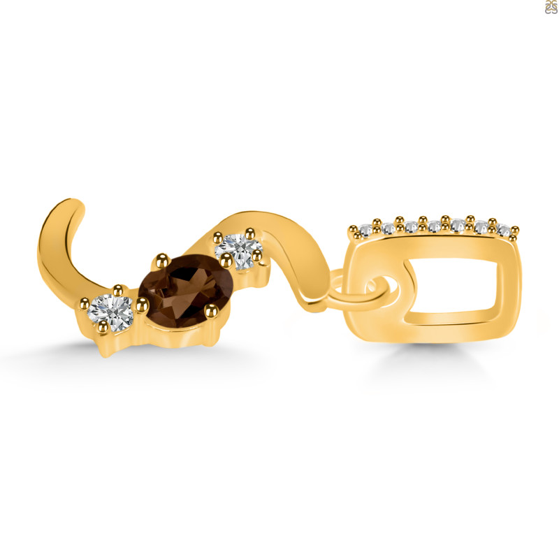 Smoky & White Topaz Alphabet S Pendant SMY-RDA-97.