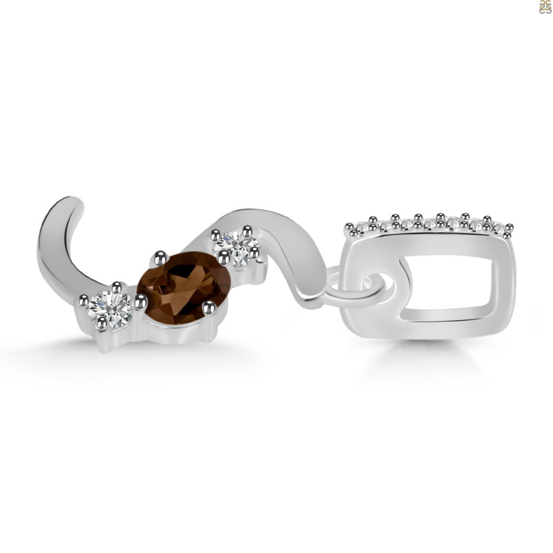 Smoky & White Topaz Alphabet S Pendant SMY-RDA-97.
