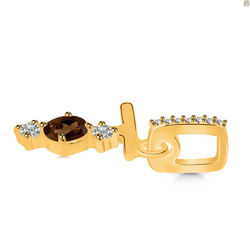 Smoky & White Topaz Alphabet T Pendant SMY-RDA-98.