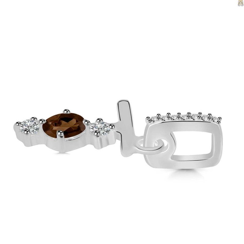 Smoky & White Topaz Alphabet T Pendant