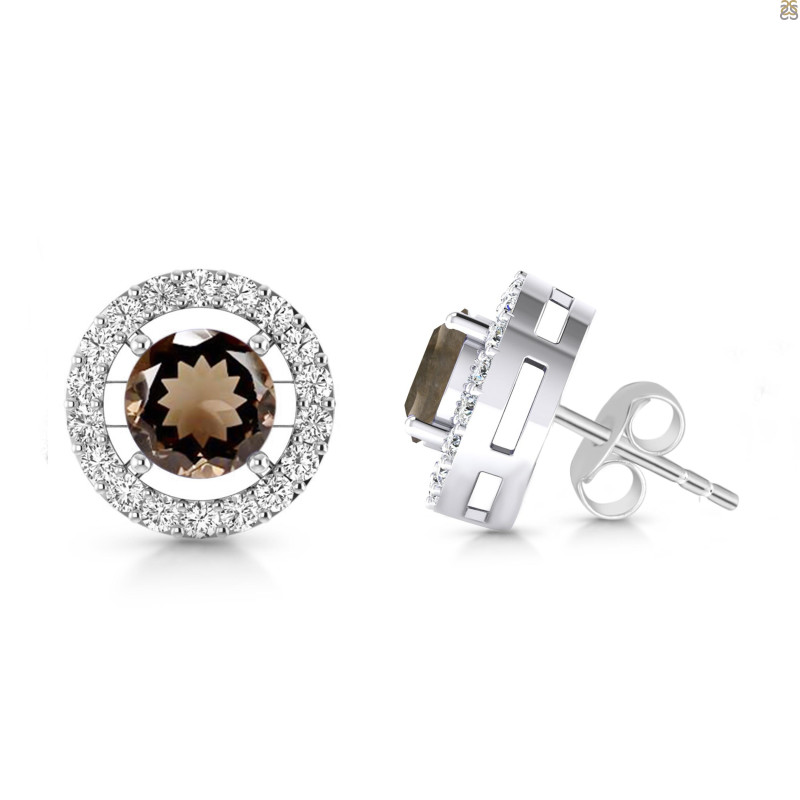 Smoky & White Topaz Stud Earring