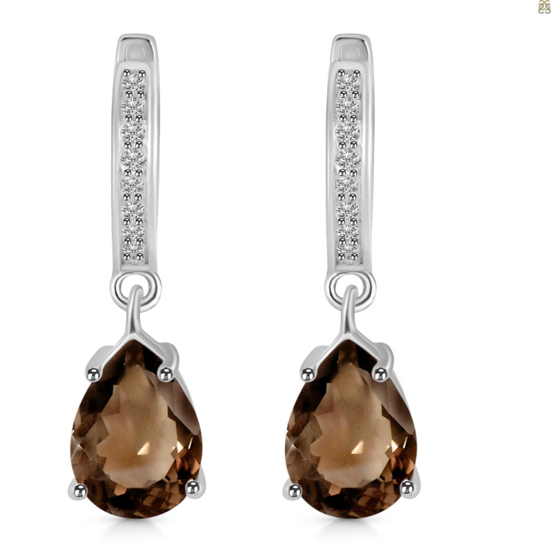 Smoky & White Topaz Hoop Earring SMY-RDE-1223.