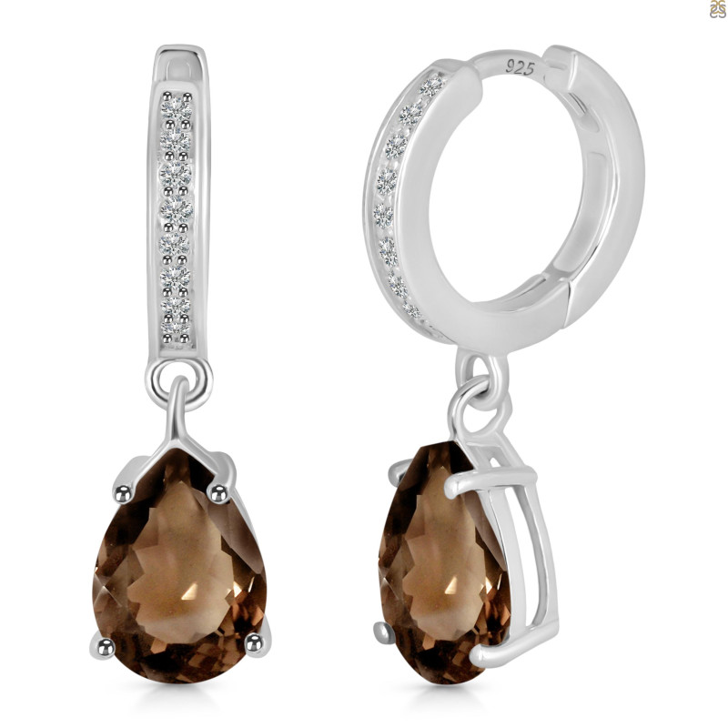 Smoky & White Topaz Hoop Earring