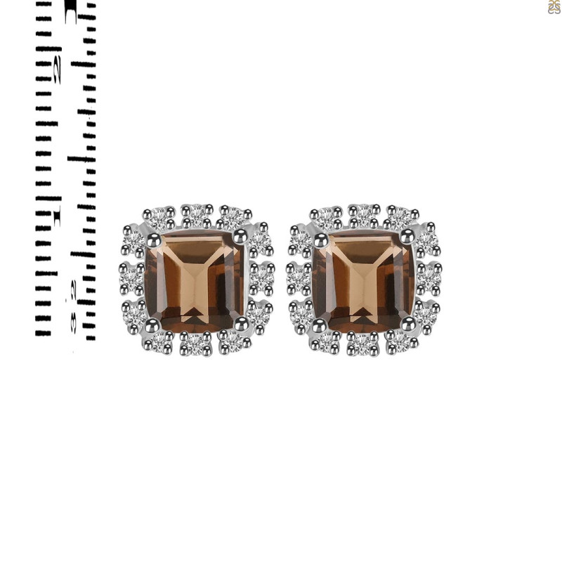 Smoky & White Topaz Stud Earring SMY-RDE-1263.