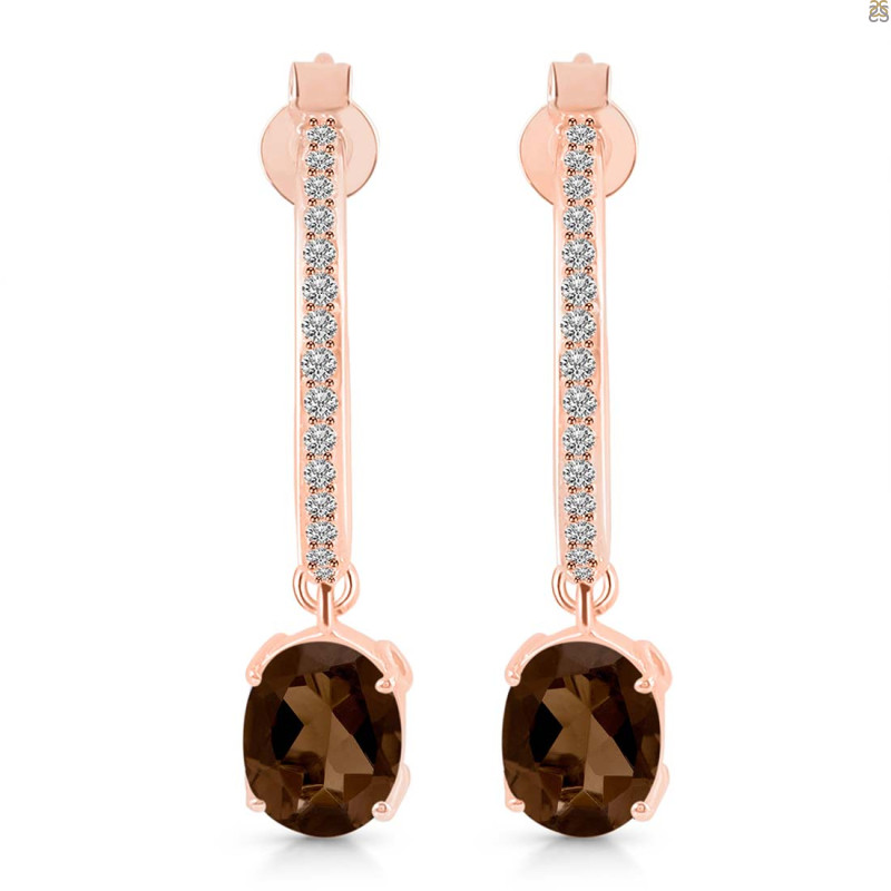 Smoky & White Topaz Hoop Earring SMY-RDE-1469.