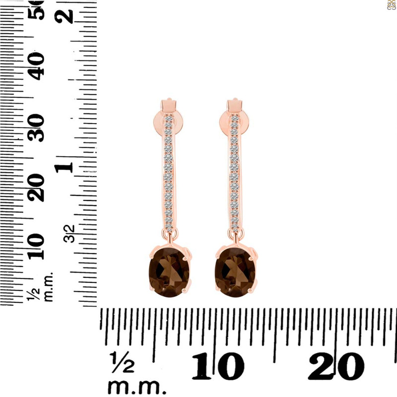 Smoky & White Topaz Hoop Earring SMY-RDE-1469.