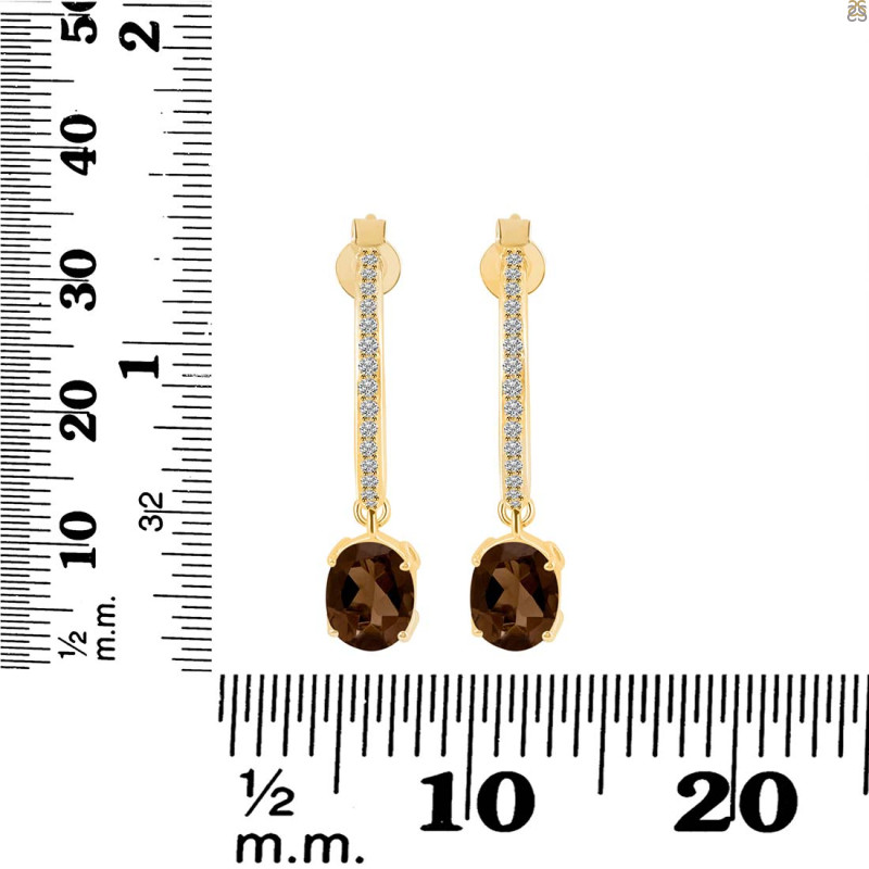 Smoky & White Topaz Hoop Earring SMY-RDE-1469.