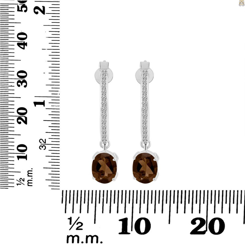 Smoky & White Topaz Hoop Earring SMY-RDE-1469.