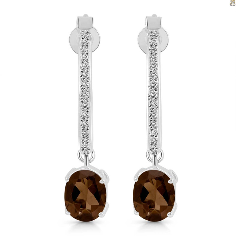 Smoky & White Topaz Hoop Earring