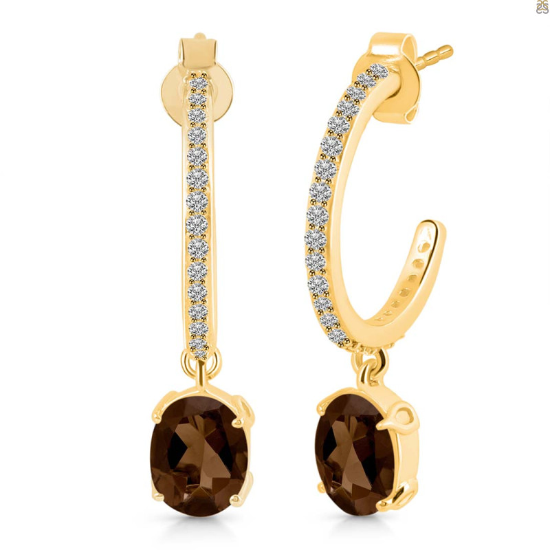 Smoky & White Topaz Hoop Earring SMY-RDE-1469.