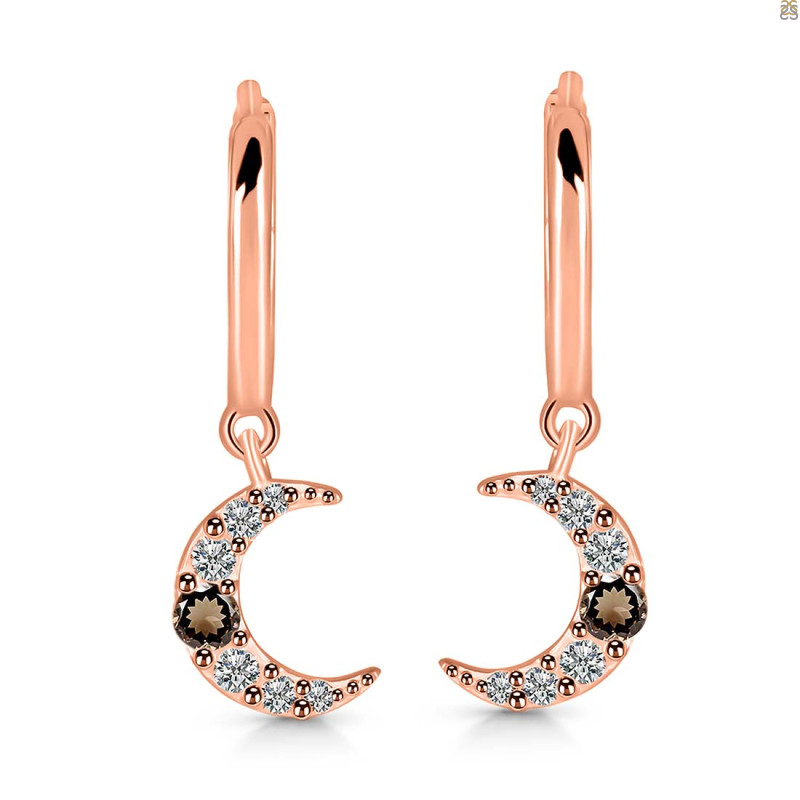 Smoky & White Topaz Hoop Earring SMY-RDE-1471.