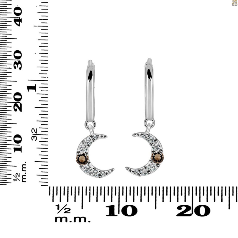 Smoky & White Topaz Hoop Earring SMY-RDE-1471.