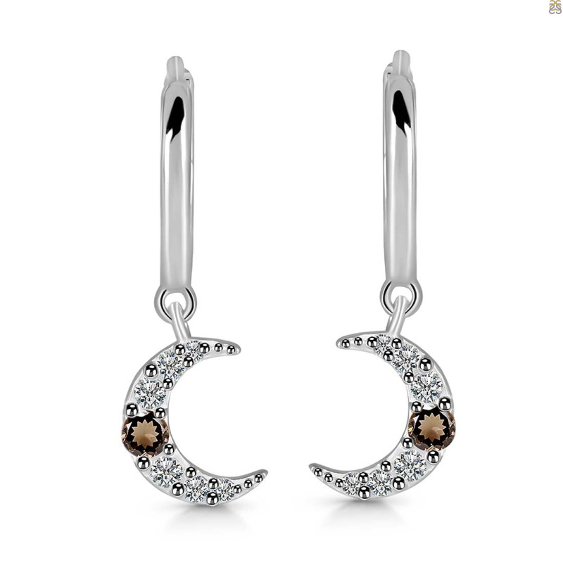 Smoky & White Topaz Hoop Earring