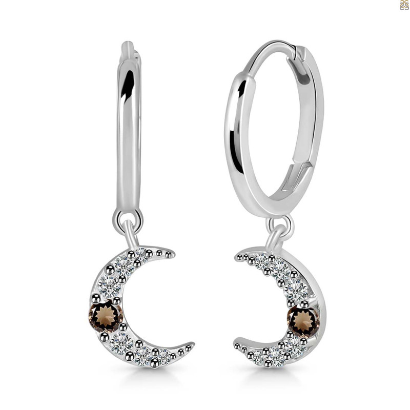 Smoky & White Topaz Hoop Earring SMY-RDE-1471.