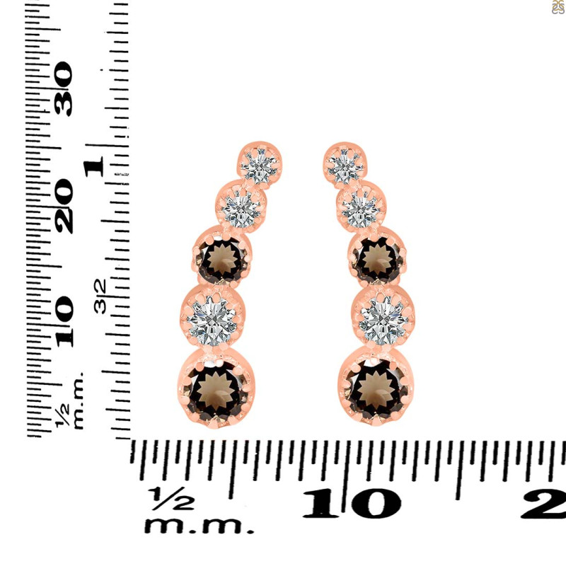 Smoky & White Topaz Stud Earring SMY-RDE-1472.
