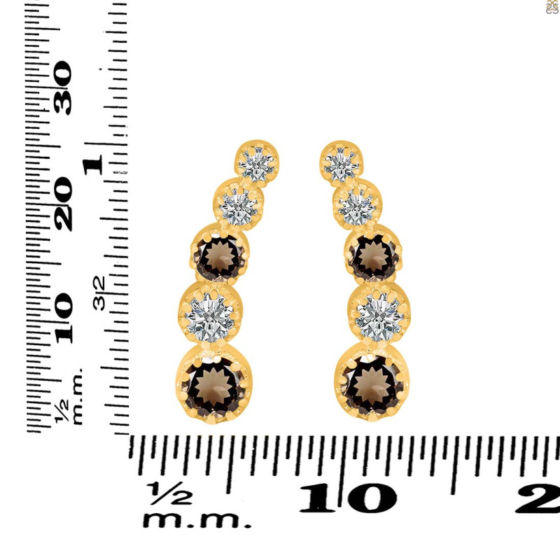 Smoky & White Topaz Stud Earring SMY-RDE-1472.