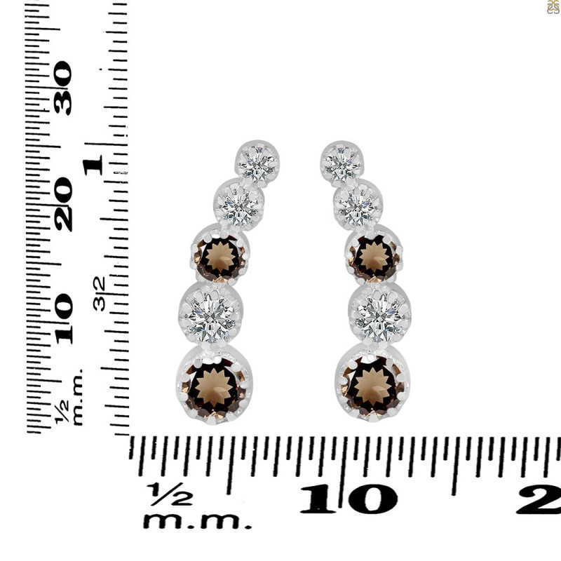 Smoky & White Topaz Stud Earring SMY-RDE-1472.