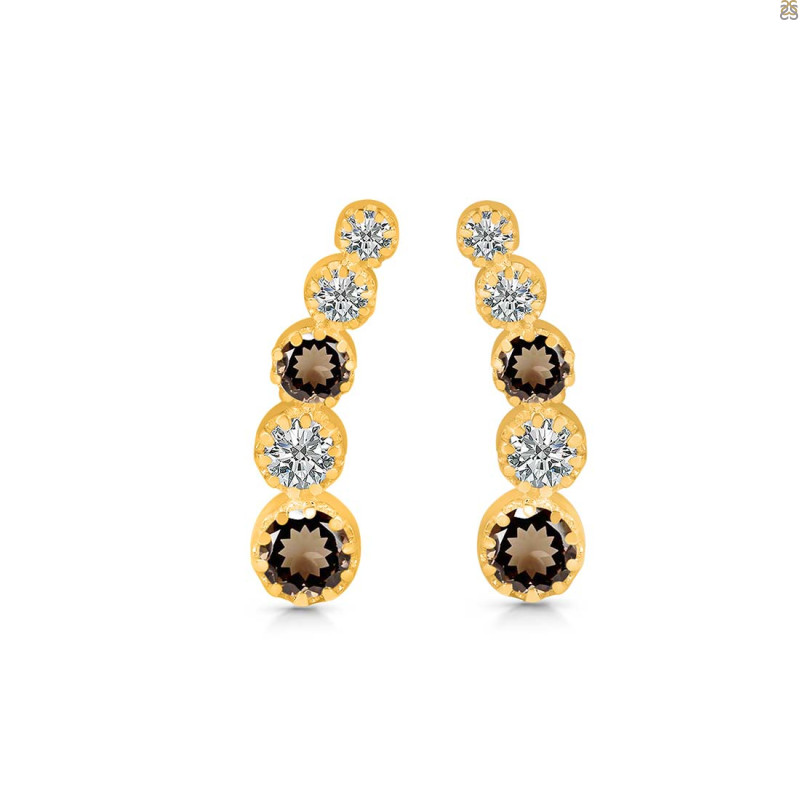 Smoky & White Topaz Stud Earring SMY-RDE-1472.